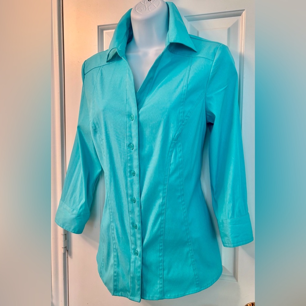 Classic Women's Turquoise Button-Up Shirt